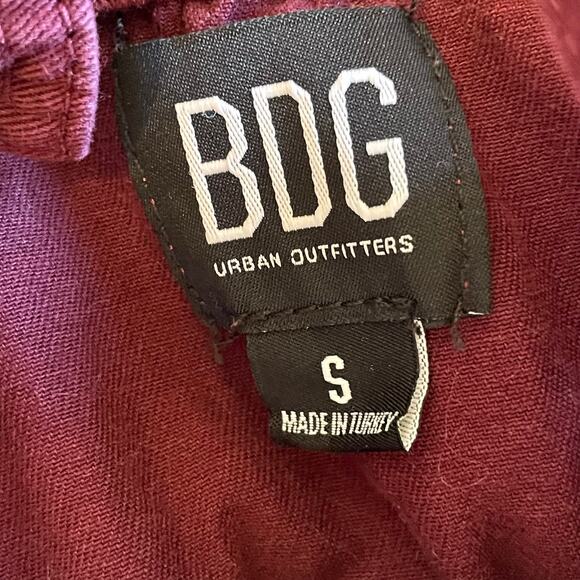 BDG Urban Outfitters S dress burgundy solid button up midi belt boho chic - Picture 4 of 7